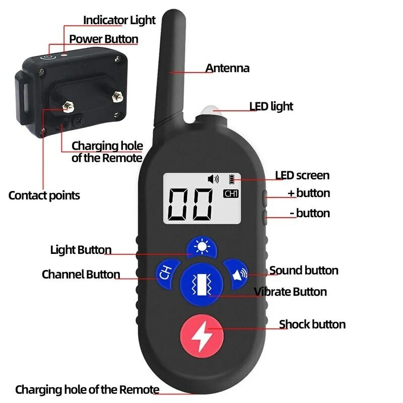 Remote Control Electric Shock Bark Stopper Vibration Warning Pet Supplies Electronic Waterproof Collar Dog Training Device - Image 13