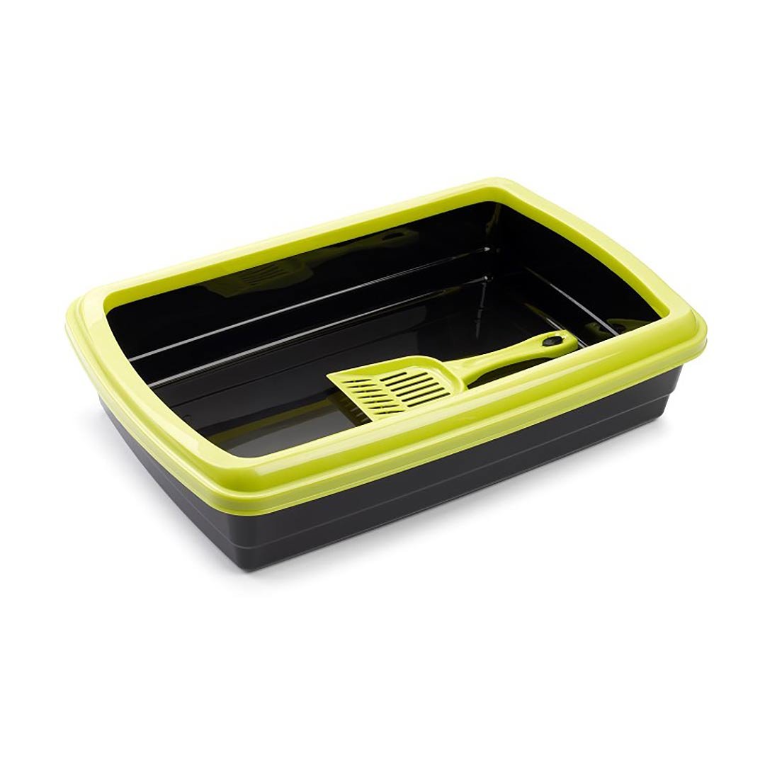 PLASTICFORTE Comfortable Plastic Litter Box for Cats Grey with Scoop - Image 3