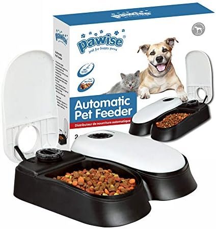 PAWISE Automatic Cat Feeders 2 Meal Automatic Dog Feeder,Dog/Cat Food Dispenser 1.5 Cups, Schedule Meal or Treat, with 48-Hour Timer
