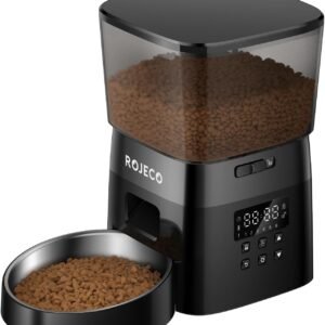 Automatic Cat Feeders,8cup/68oz Automatic Cat Food Dispenser,Program 1-6 Meals Control,2L Auto Timed Cat Feeder for Dry Food,Cats&Puppy Dogs Pet Feeder,Support Dual Power Supply