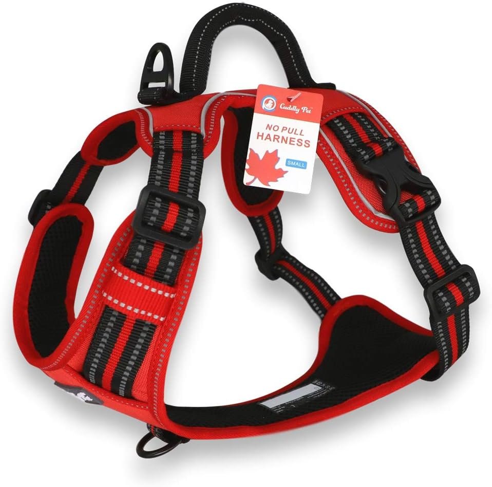 Dog Harness No Pull, Walking Pet Harness with 2 Metal Rings and Handle Reflective Breathable Oxford Soft Vest Easy Control Front Clip Harness for Large Dogs (XL