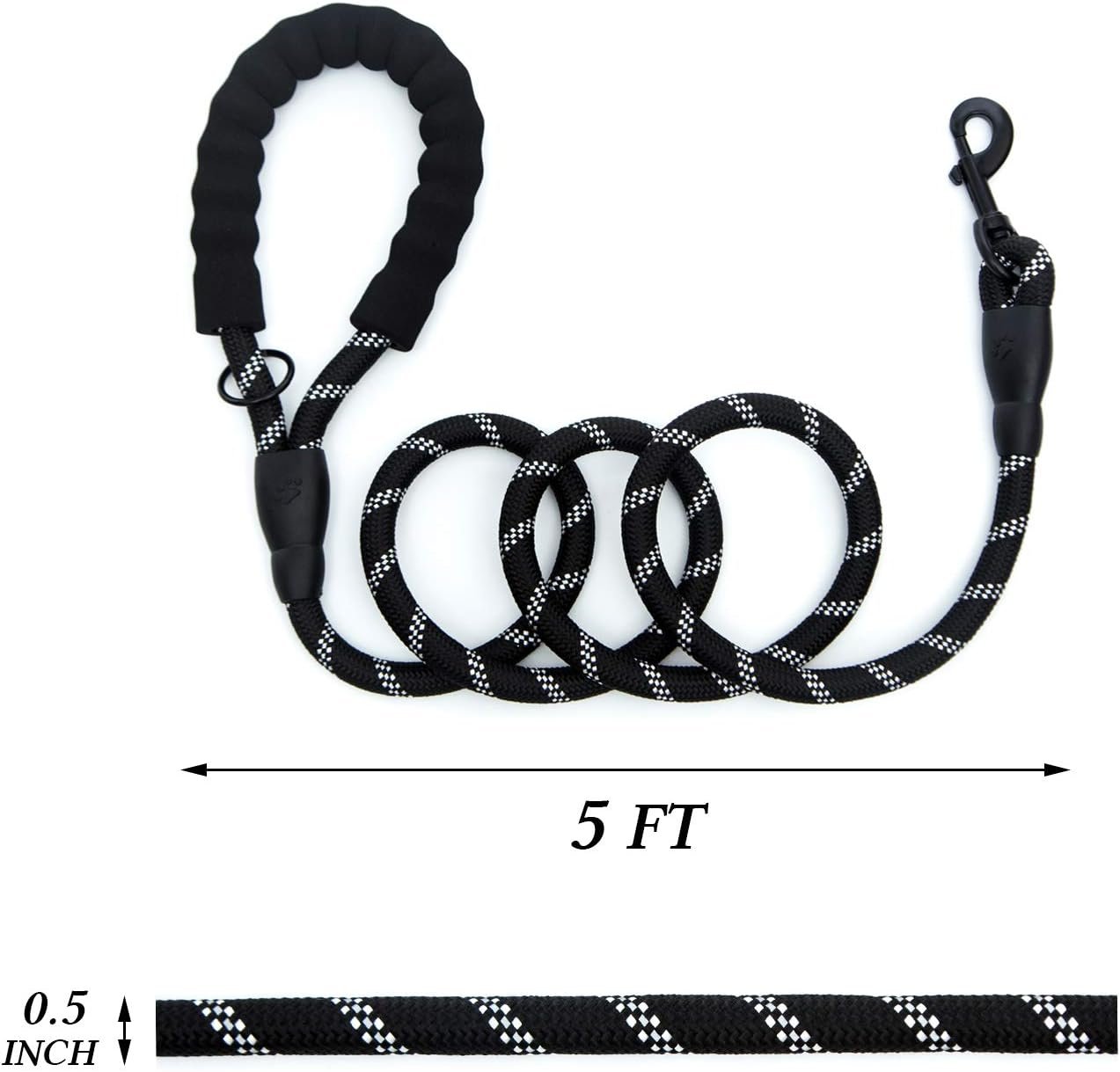 Reflective Strong Dog Leash, Heavy Duty Dog Leash with Reflective Dog Collar and Dog Waste Bag Dispenser for Dogs (150 cm Leash + L Collar, Blue) - Image 9