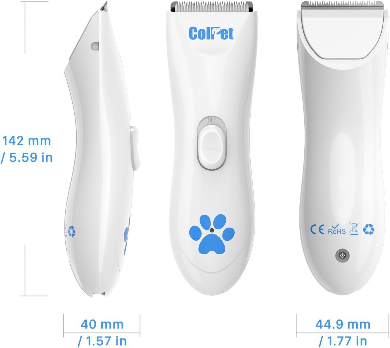 ColPet Dog Clippers, Rechargeable Electric Cat Hair Trimmer Waterproof Pet Grooming Tool with Double Blades - Image 6