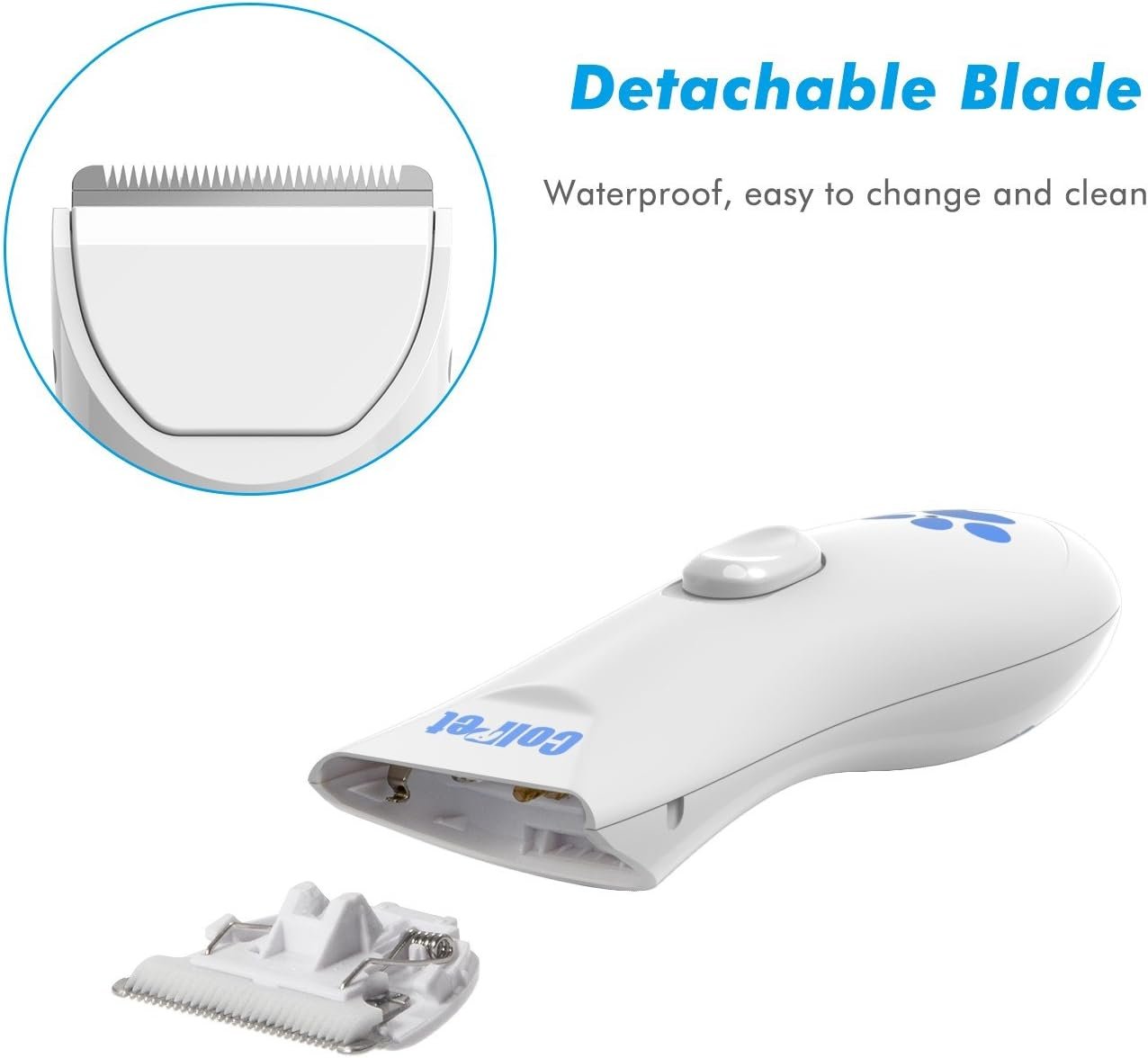 ColPet Dog Clippers, Rechargeable Electric Cat Hair Trimmer Waterproof Pet Grooming Tool with Double Blades - Image 5