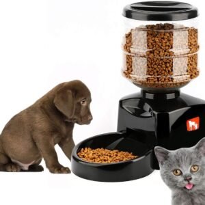 Automatic Pet Feeder Automatic Dog Feeder Small&Medium Pets Food Feeder Pet Dry Food Dispenser Cat Food Storage Kitten Food Feeder Cat Feeder Bowl black