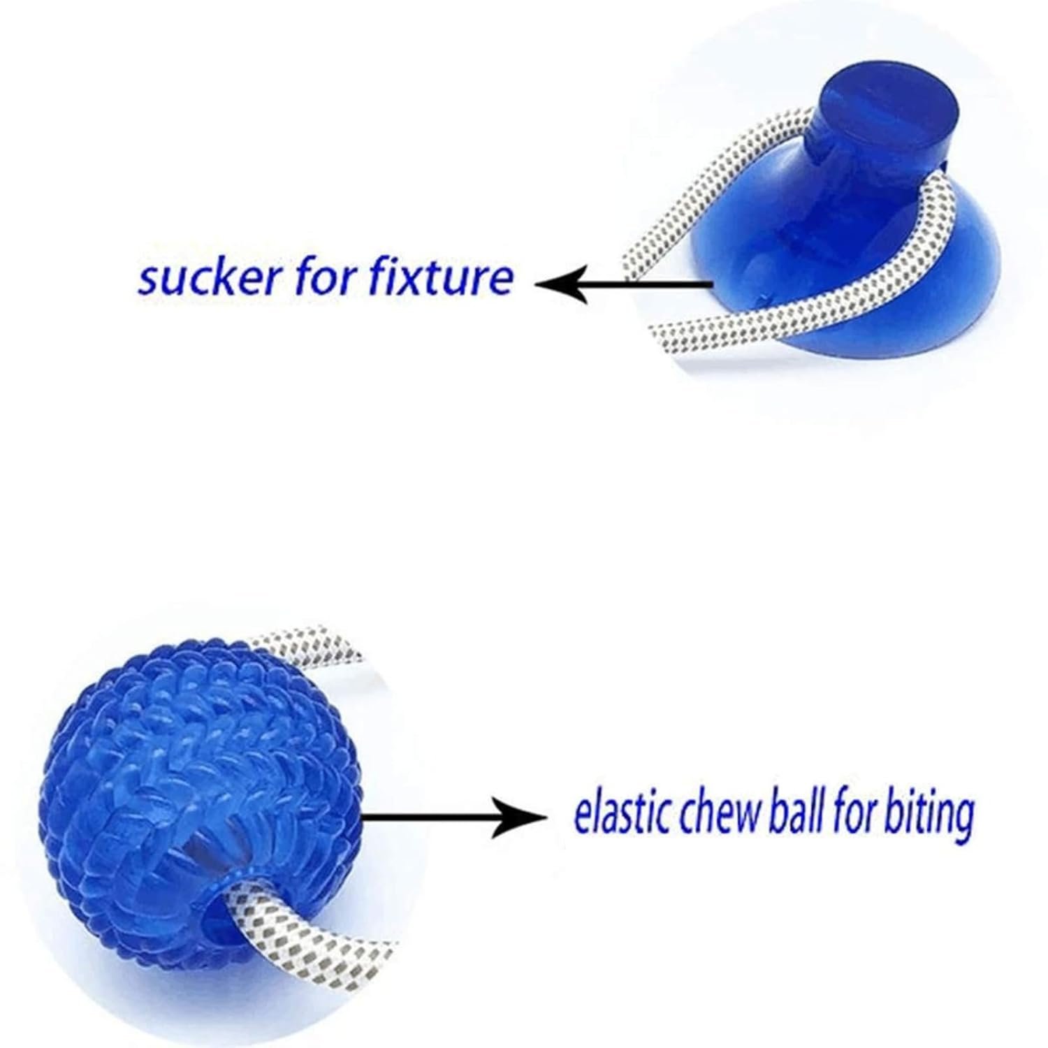 Dog Trust Suction Cup Dog Toy, Multifunction Pet Molar Bite Toy, Durable Pet Chew Bite Rope Toy, Dog Rubber Ball Toy with Suction Cup for Dental Care Teeth Cleaning Separation Anxiety (Blue) - Image 7
