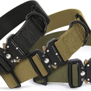 Whippy Dog Collar, Adjustable Military Tactical Dog Collar with Heavy Duty Quick-Release Buckle for Medium Large Dogs, Black, L