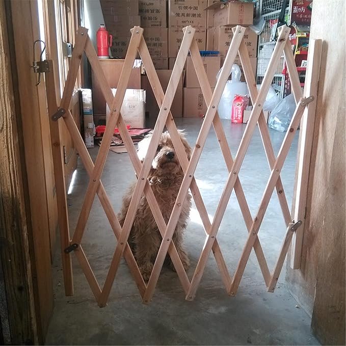 Expandable Accordion Dog Gate Wooden Pet Folding Fence Isolation Protection Gate - Image 4