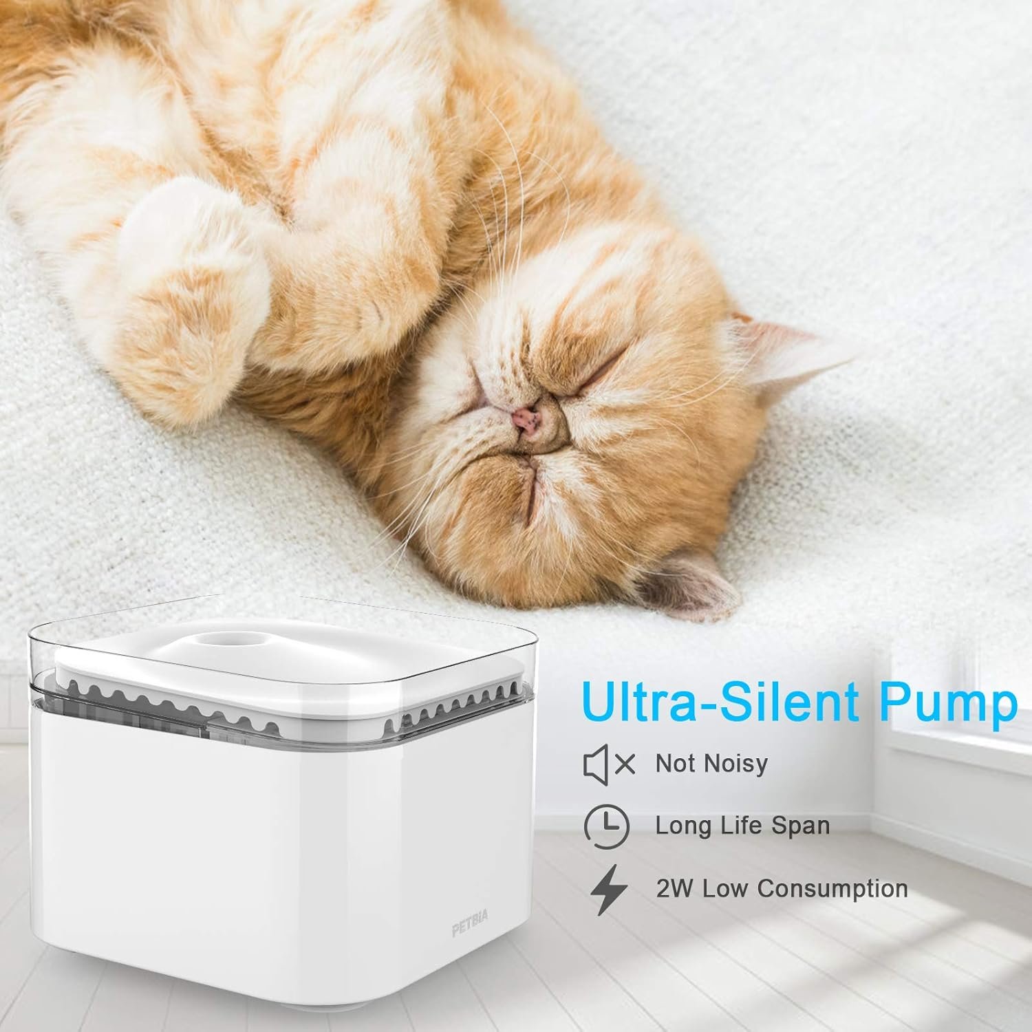 Cat Water Fountain with Upgraded Quiet Pump, 84oz/2.5L Automatic Pet Water Fountain Dog Water Dispenser with 2 Active Carbon Filters for Cats, Dogs, Pets - Image 9