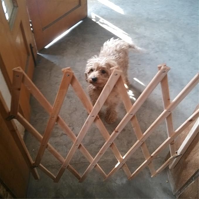 Expandable Accordion Dog Gate Wooden Pet Folding Fence Isolation Protection Gate - Image 9