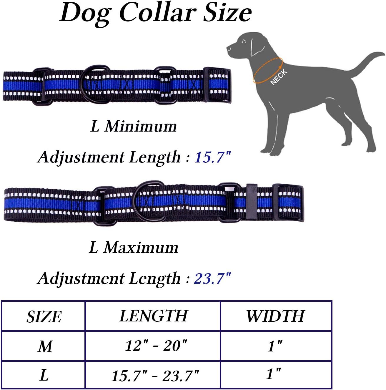 Reflective Strong Dog Leash, Heavy Duty Dog Leash with Reflective Dog Collar and Dog Waste Bag Dispenser for Dogs (150 cm Leash + L Collar, Blue) - Image 8