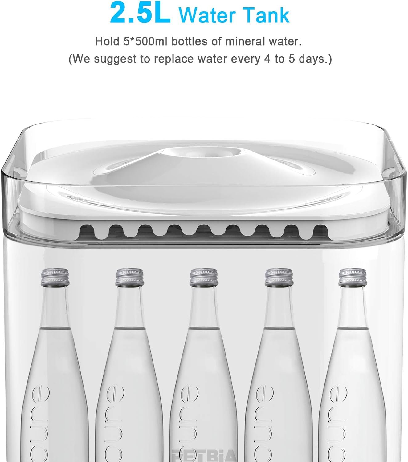 Cat Water Fountain with Upgraded Quiet Pump, 84oz/2.5L Automatic Pet Water Fountain Dog Water Dispenser with 2 Active Carbon Filters for Cats, Dogs, Pets - Image 7