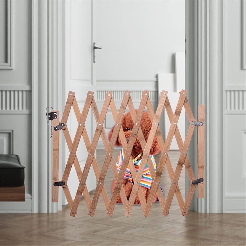 Expandable Accordion Dog Gate Wooden Pet Folding Fence Isolation Protection Gate - Image 6