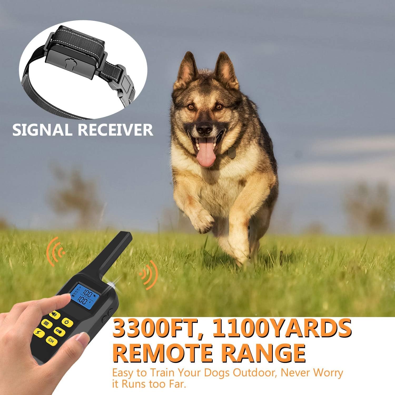 Dog Training Collar with Remote for 1000 meters, Rechargeable Dog Shock Collar with Auto Anti Bark, Waterproof 100 Levels Adjustable Beep/Vibration/Shock for Small Medium Large Dogs - Image 3