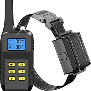 Dog Training Collar with Remote for 1000 meters, Rechargeable Dog Shock Collar with Auto Anti Bark, Waterproof 100 Levels Adjustable Beep/Vibration/Shock for Small Medium Large Dogs