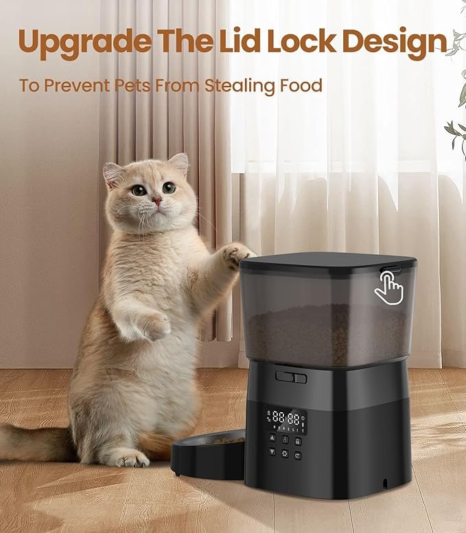 Automatic Cat Feeders,8cup/68oz Automatic Cat Food Dispenser,Program 1-6 Meals Control,2L Auto Timed Cat Feeder for Dry Food,Cats&Puppy Dogs Pet Feeder,Support Dual Power Supply - Image 5