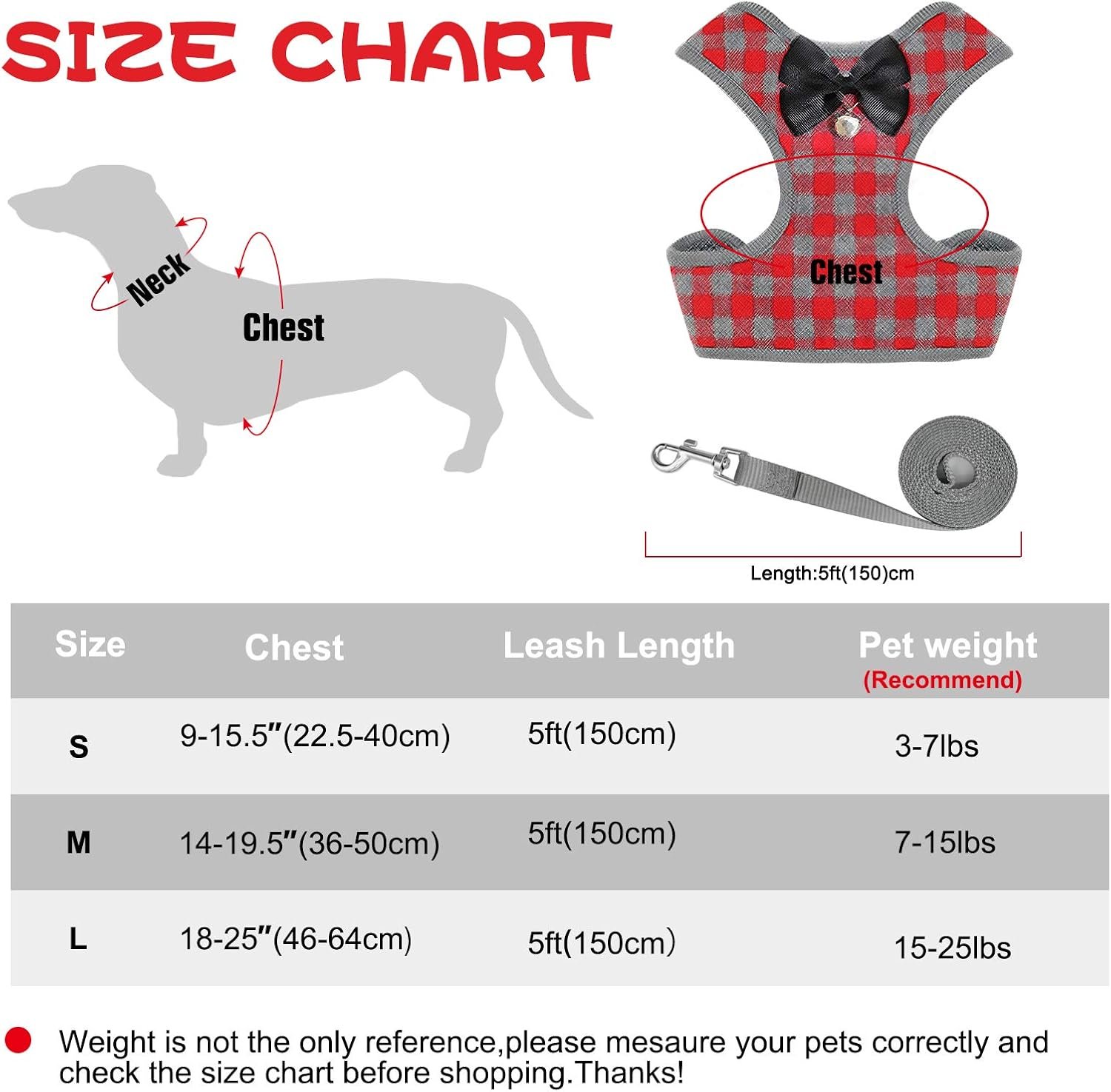 Small Dog Harness and Leash Set - No Pull Pet Harness with Soft Mesh Nylon Vest for Small Dogs and Cats Red - Image 5