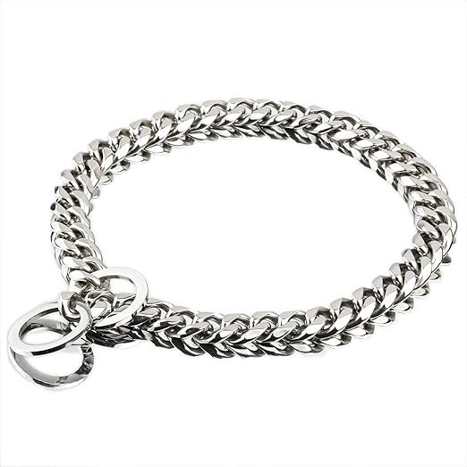 Thick Stainless Steel Chain for Dog, 12/15mm Width 12"-26" Length, Stainless Steel Collar for Dog, Stainless Steel Chains for Dog, Silver Chain for Dog, Hip-Hop Style(Silver-15mm-26in)