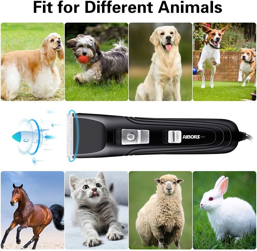 AIBORS Dog Clippers Shaver 12V High Power for Thick Heavy Coats Quiet Plug-in Pet Electric Professional Hair Grooming Clippers kit with Guard Combs Brush - Image 4