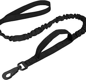 No Pull Tactical Bungee Dog Lead with 2 Control Handle Military Training Leash