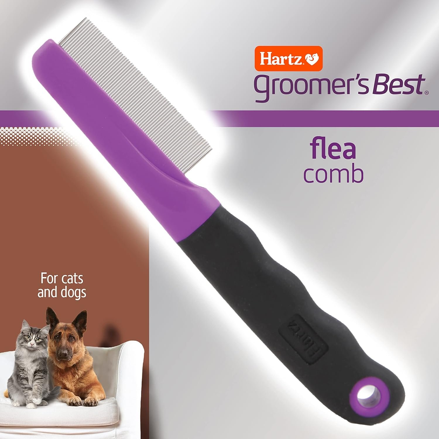 Hartz Groomer's Best Flea Comb for Dogs and Cats, Fine-Toothed Flea Comb to Remove Fleas & Flea Eggs, Gentle Pet Comb for Detangling or Dematting Face & Paws