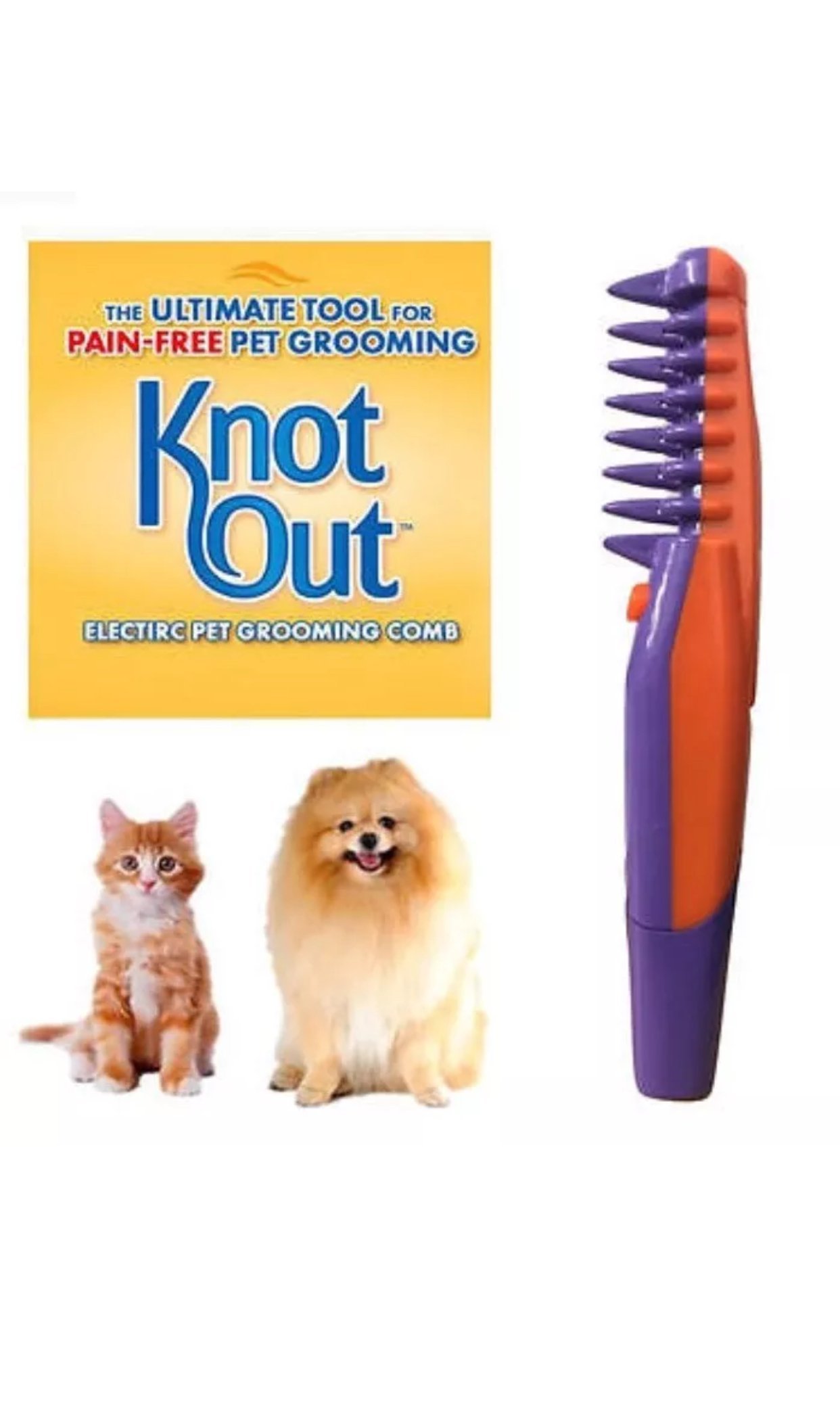 Electric Pet Grooming Comb Grey Dog Cat Pet Knot Out Cuts Tangles Tools
