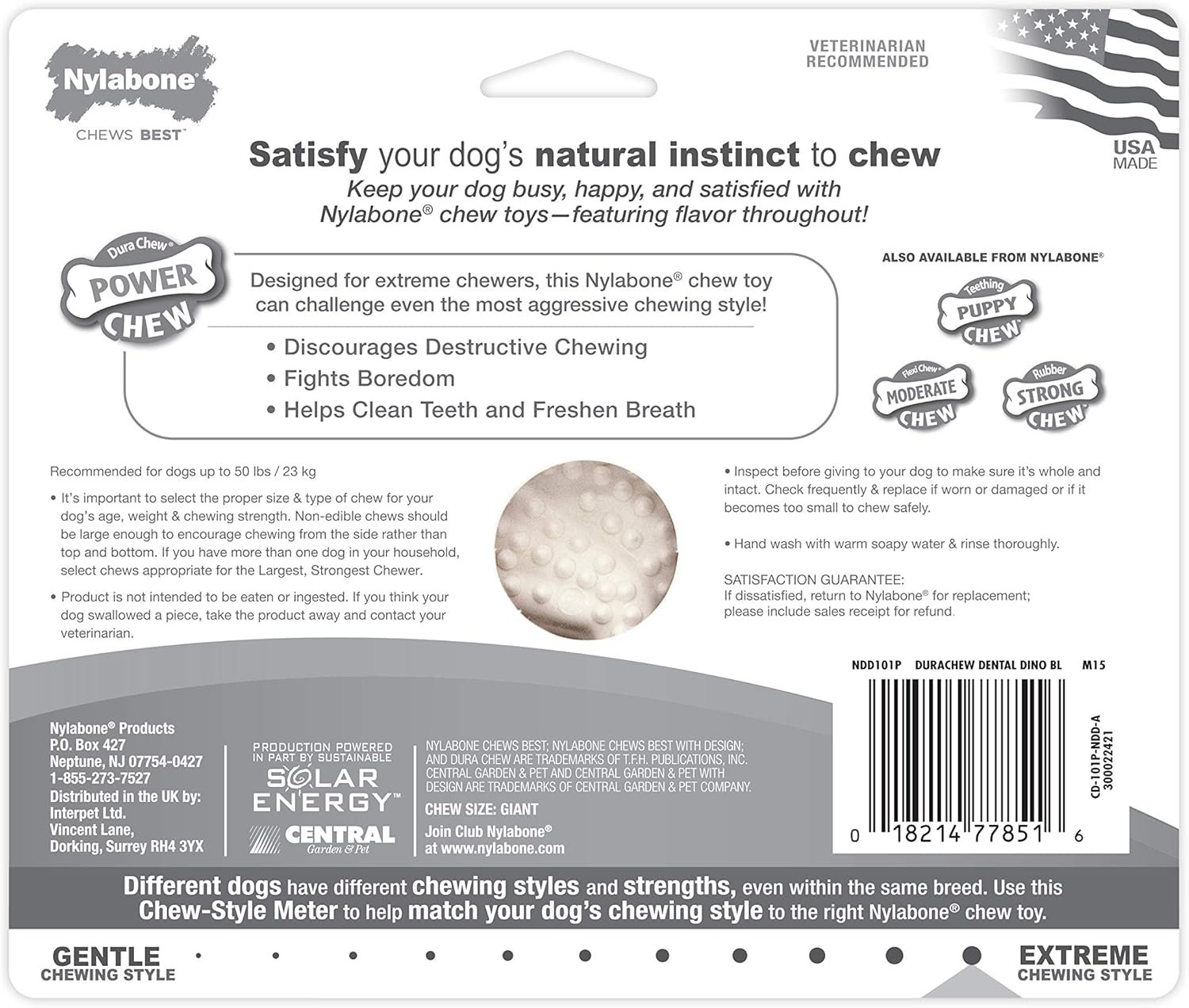 Nylabone Power Chew Dental Chew Toy Durable Dinosaur Dog Toy - Image 8