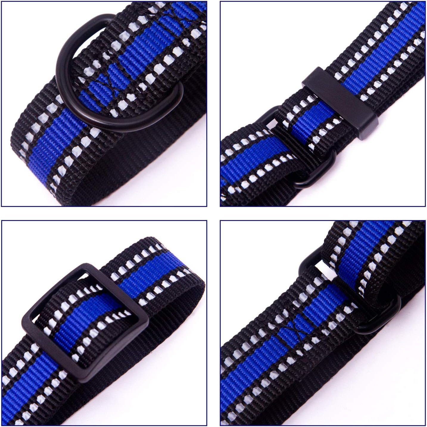 Reflective Strong Dog Leash, Heavy Duty Dog Leash with Reflective Dog Collar and Dog Waste Bag Dispenser for Dogs (150 cm Leash + L Collar, Blue) - Image 6