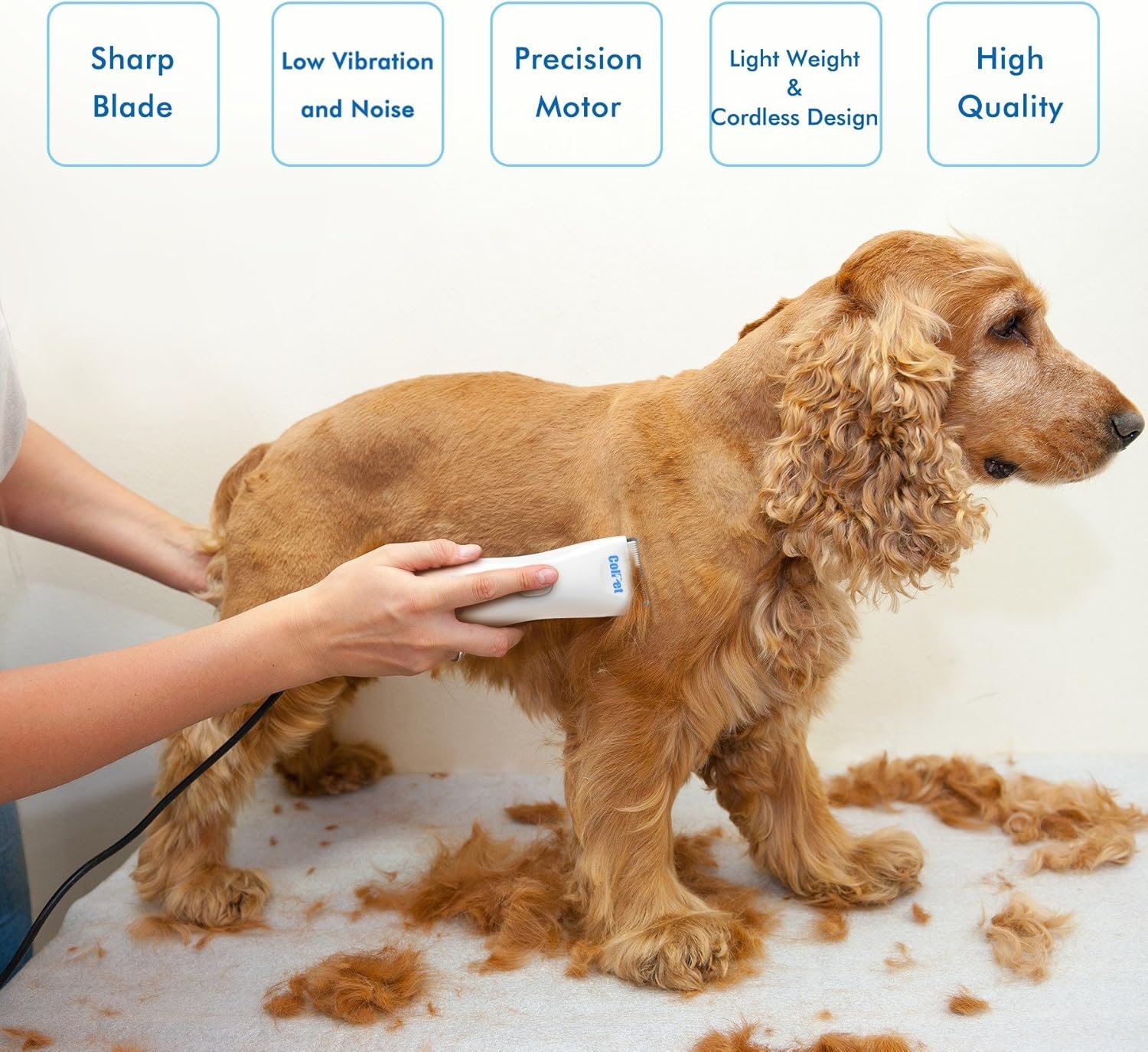 ColPet Dog Clippers, Rechargeable Electric Cat Hair Trimmer Waterproof Pet Grooming Tool with Double Blades - Image 3