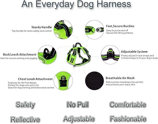Dog Harness No Pull, Walking Pet Harness with 2 Metal Rings and Handle Reflective Breathable Oxford Soft Vest Easy Control Front Clip Harness for Large Dogs (XL - Image 10