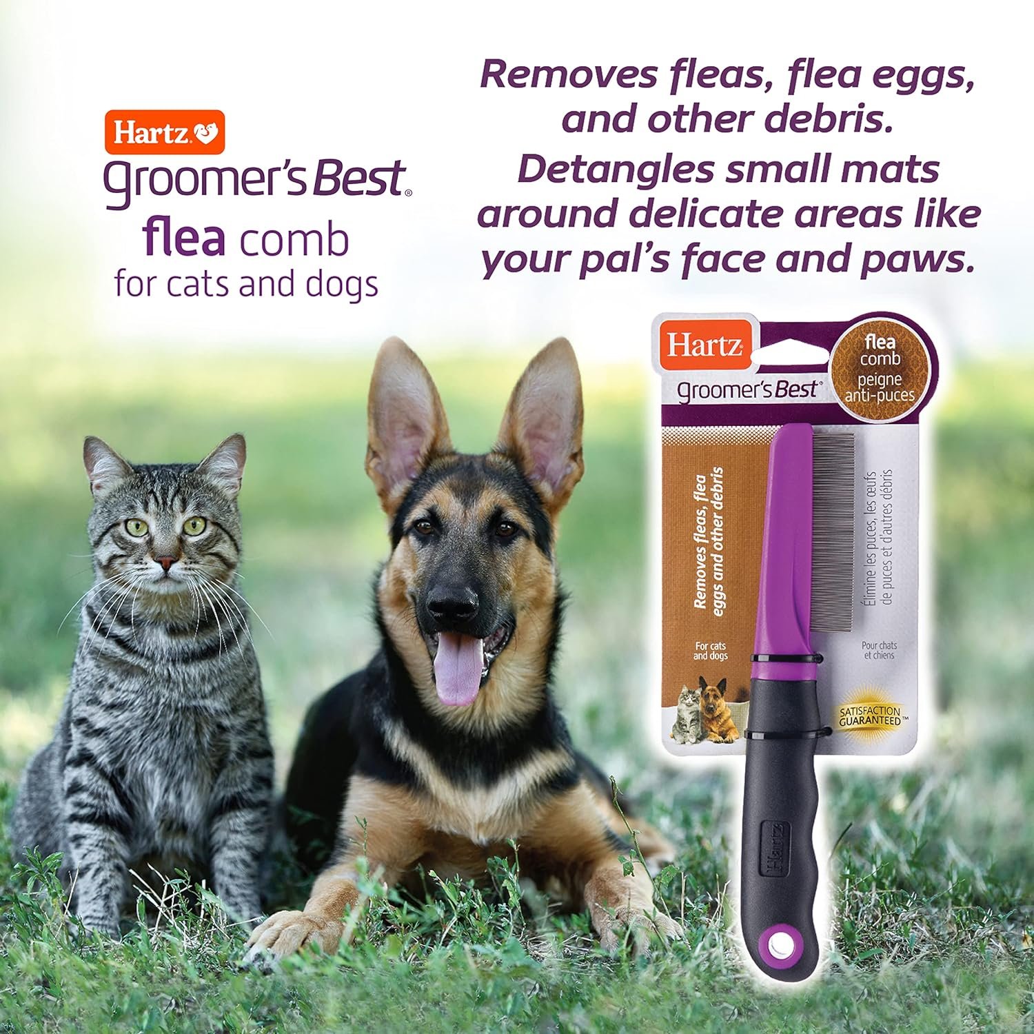 Hartz Groomer's Best Flea Comb for Dogs and Cats, Fine-Toothed Flea Comb to Remove Fleas & Flea Eggs, Gentle Pet Comb for Detangling or Dematting Face & Paws - Image 5