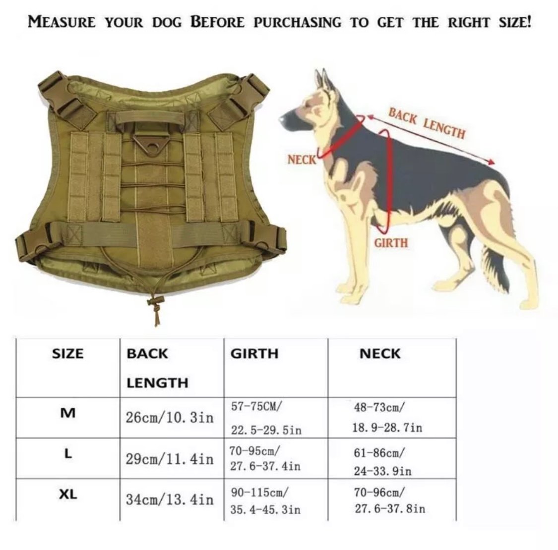 Premium Tactical Dog Harness, Military Dog Harness Patent Straps, Extended Service Dog Vest No Pull Dog Harness with Way Handles& Metal D Rings, Personalized Dog Vest (M),(L),(XL) - Image 19