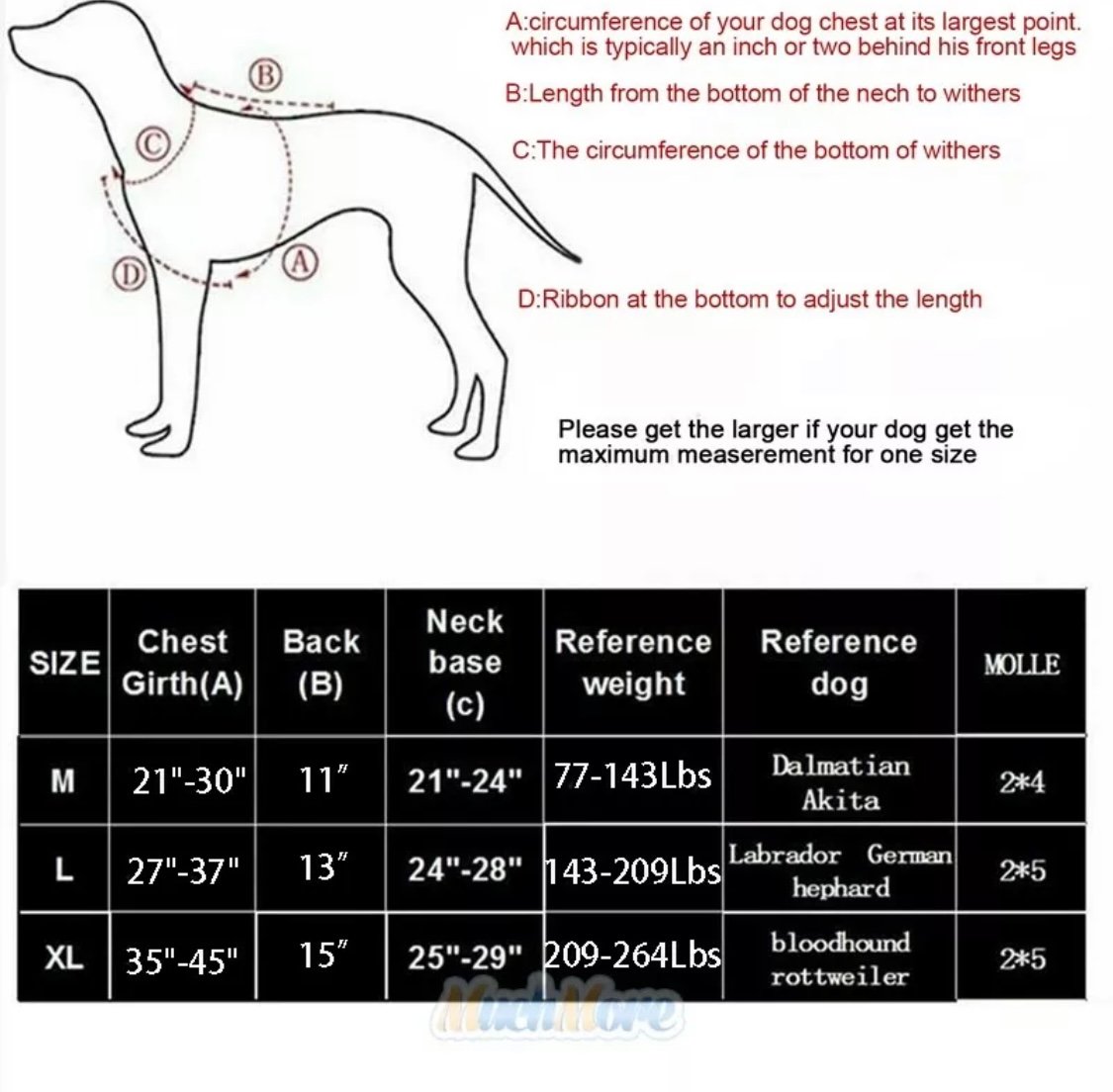 Premium Tactical Dog Harness, Military Dog Harness Patent Straps, Extended Service Dog Vest No Pull Dog Harness with Way Handles& Metal D Rings, Personalized Dog Vest (M),(L),(XL) - Image 16