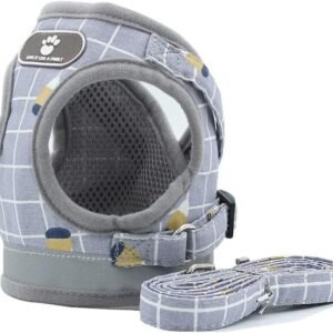 Escape Proof Cat Harness and Leash for Walking Adjustable Soft Mesh Pet Vest with Lead for Kitten Puppy -(GridGrey,L)