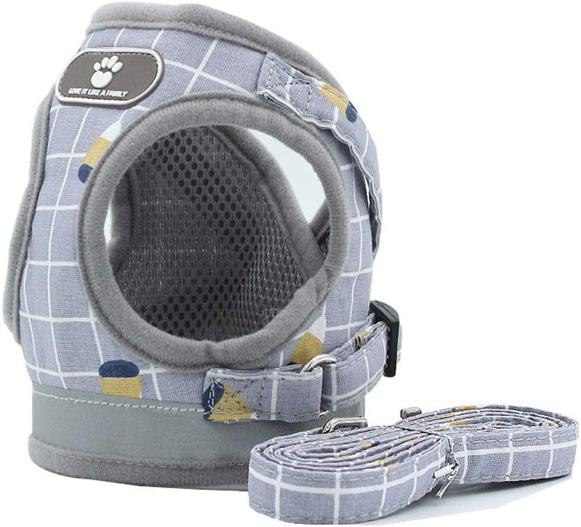 Escape Proof Cat Harness and Leash for Walking Adjustable Soft Mesh Pet Vest with Lead for Kitten Puppy -(GridGrey,L)