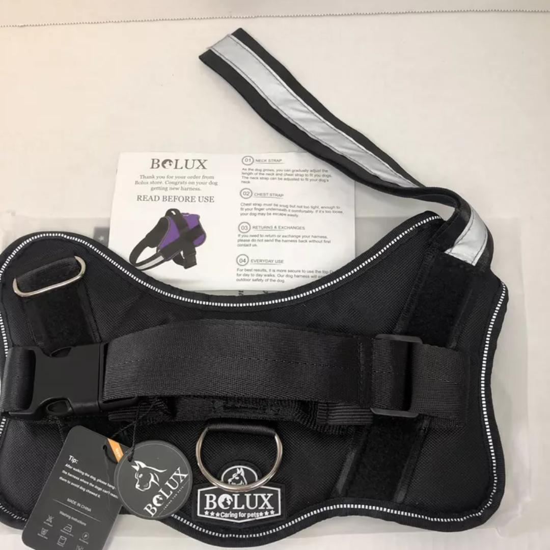 Bolux Dog Harness, No-Pull Reflective Dog Vest, Breathable Adjustable Pet Harness with Handle for Outdoor Walking - No More Pulling, Tugging or Choking