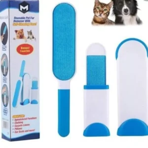 Pet Hair Remover for Couch Furniture Clothing Car Seat Lint Brush - Fur Remover - Fur & Lint Removal - Dog & Cat Hair Remover - Double-Sided Brush with Self-Cleaning Base (Blue)