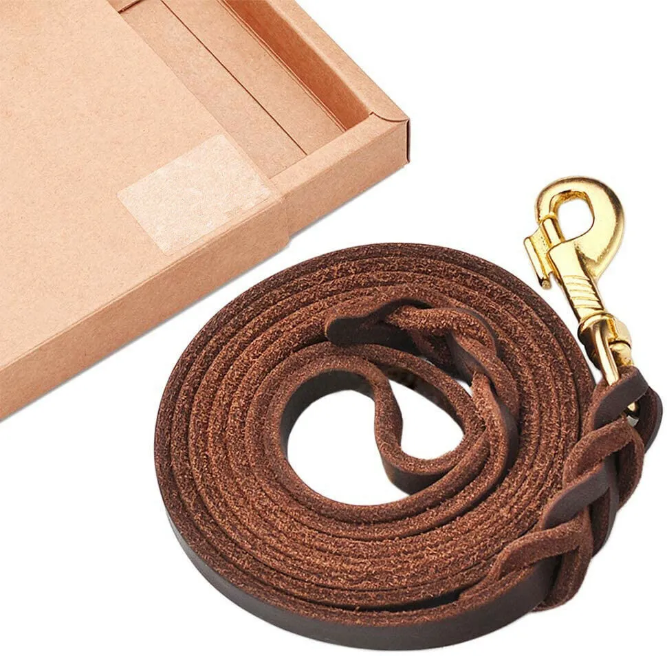 Leather Dog Leash 6 ft Leather Dog Training Leash Pet Braided Dog Leash for Large Medium Leads Rope Dogs Walking&Training (1/2 Inch,Brown) - Image 6