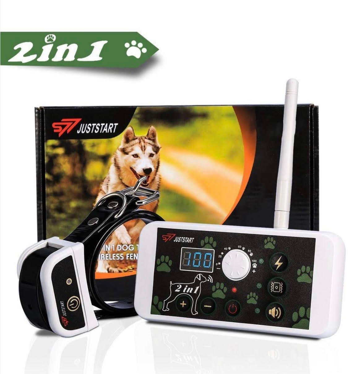 Dog Wireless Fence & Training Collar 2-in-1 System, Pets Dog Containment System Boundary Container with IP65 Waterproof Dog Training Collar Receiver, Adjustable Control Range 200 meter,for1dog