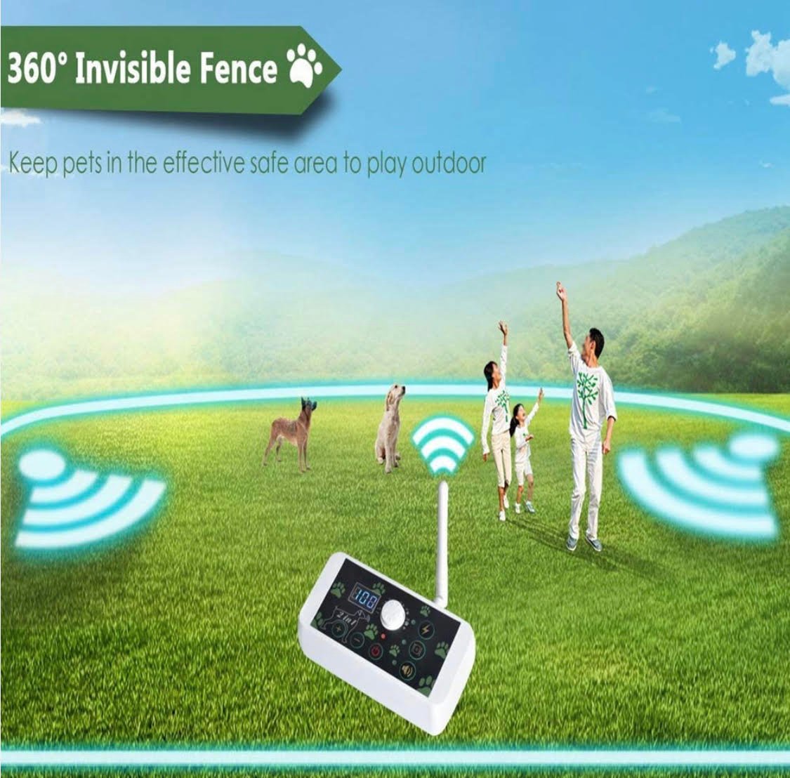 Dog Wireless Fence & Training Collar 2-in-1 System, Pets Dog Containment System Boundary Container with IP65 Waterproof Dog Training Collar Receiver, Adjustable Control Range 200 meter,for1dog - Image 3