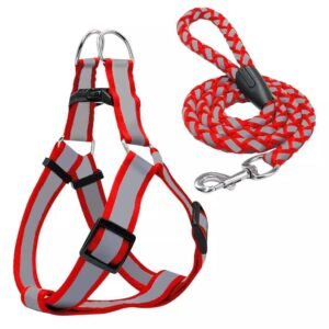 Reflective Strap No pull Harness and leash Heavy duty Red (Large)