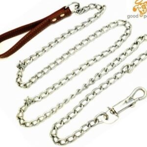 Premium 1.8 Meter Chain Heavy Duty Leash Brown Leather-Like Strong Handle Lead for Large & Medium Size Dogs and Pets by GoodPooch