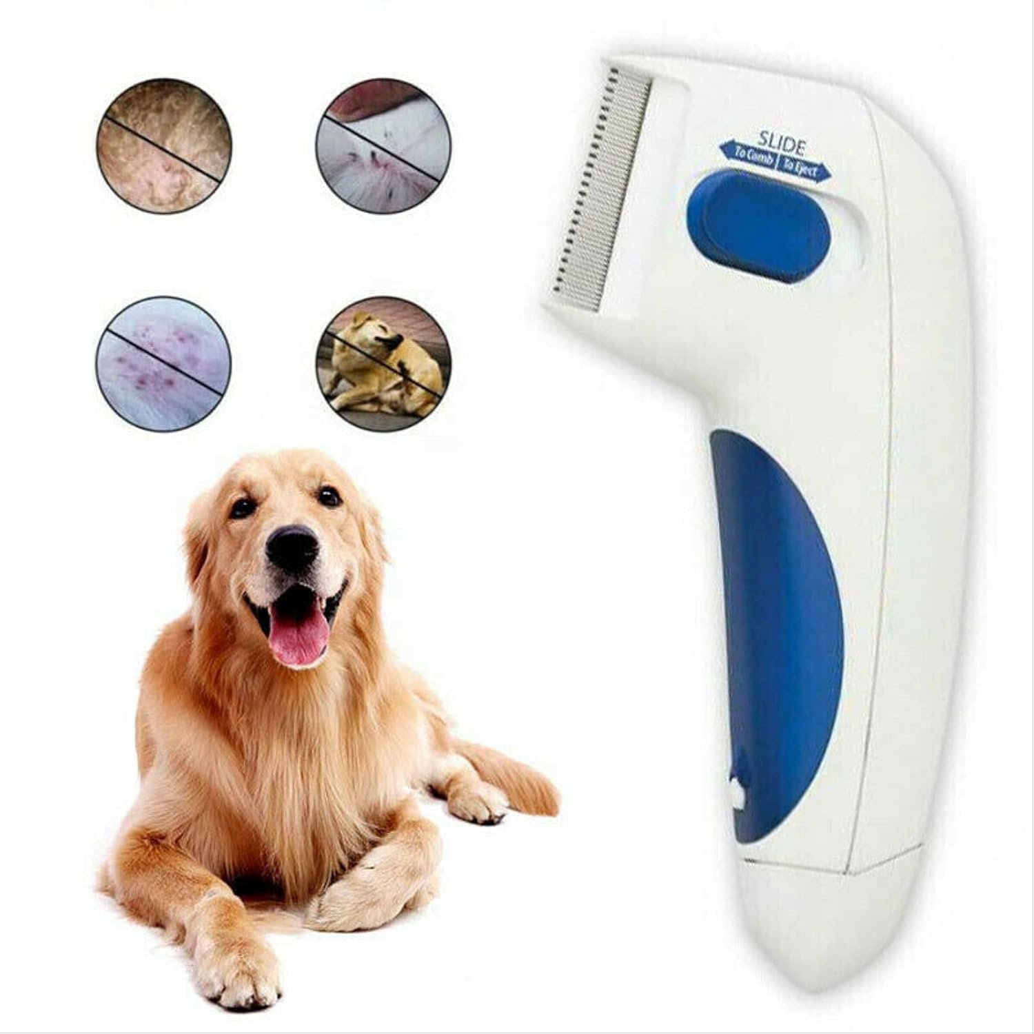 Electric Pet Comb, Stainless Steel, Effectively Removes Floating Hair for Long & Short-haired Pets like Cats/Dogs/Rabbits/