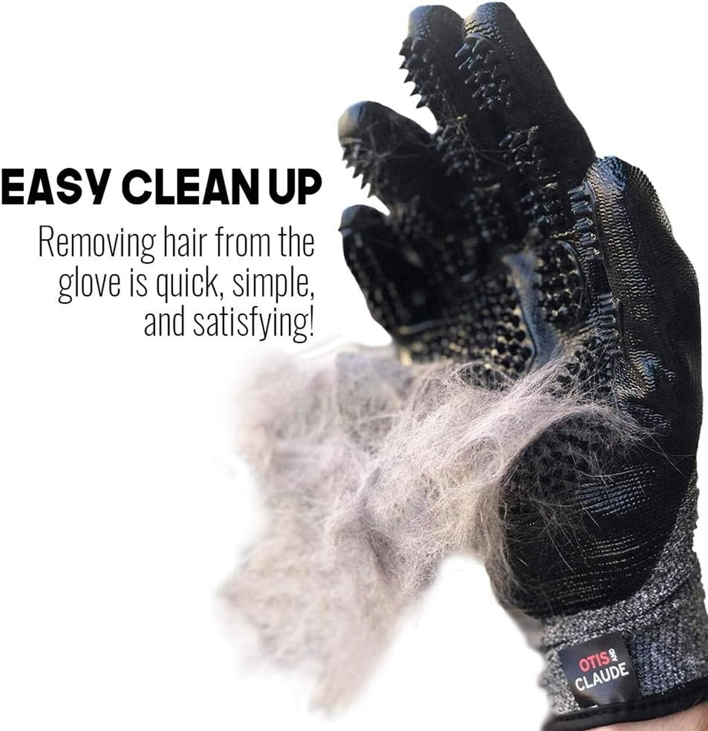 Otis & Claude Pet Grooming Gloves with Adjustable Strap - Gentle and Comfortable Hair Remover, Bathing, Massage, Brush - Left & Right - for Cats, Dogs & Horses - Image 4
