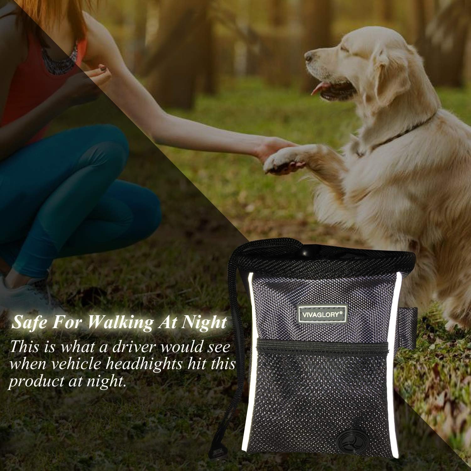 VIVAGLORY Sports Style Dog Treat Bag, Enlarged Opening Dog Training Treat Bag with Detachable Waistband, Poop Bag Dispenser, Convenient to Carry Treats, Kibbles, Pet Toys, Grey - Image 6