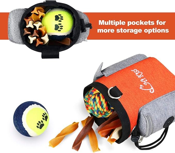 Hi Kiss Dog Treat Training Pouch,Treat Tote Carry Snacks Toys for Training Reward Walking,Solid Clip, Waist belt, Shoulder Strap, Built-in Poop Bag Dispenser - Image 9