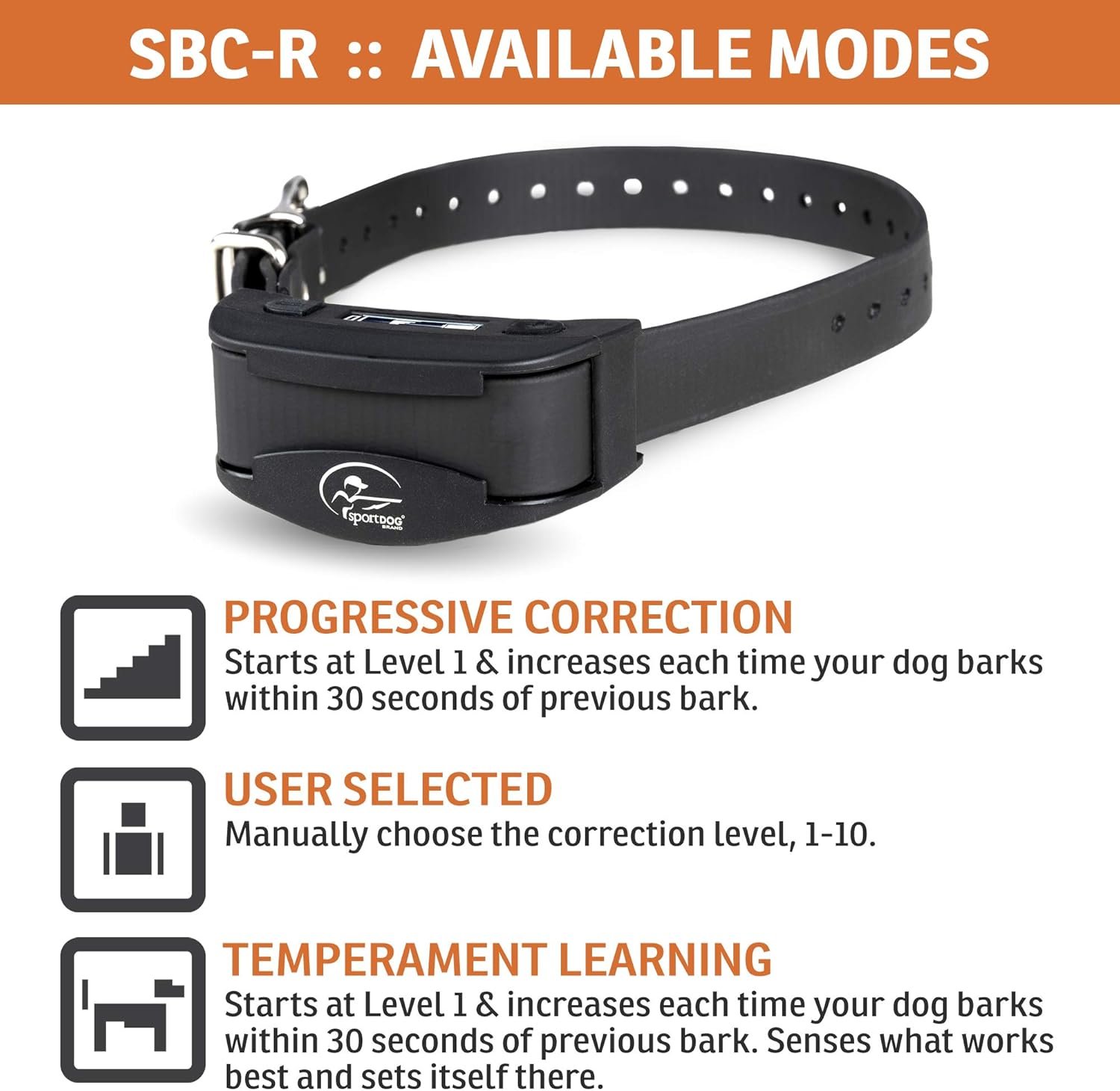 SportDOG Brand NoBark SBC-R Bark Collar - Shock Collar - 3 Modes of Operation - Rechargeable, Waterproof - Static Correction E-Collar - Dogs 8 lbs & up - Image 6