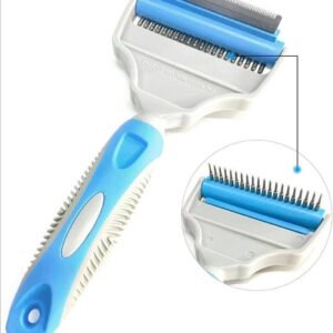 2 in 1 Deshedding Comb & Dog Brush, Dual Rake for Pets - Small, Medium & Large Dogs Cats and Horses - Short or Long Haired and Fur Types Pets, Large