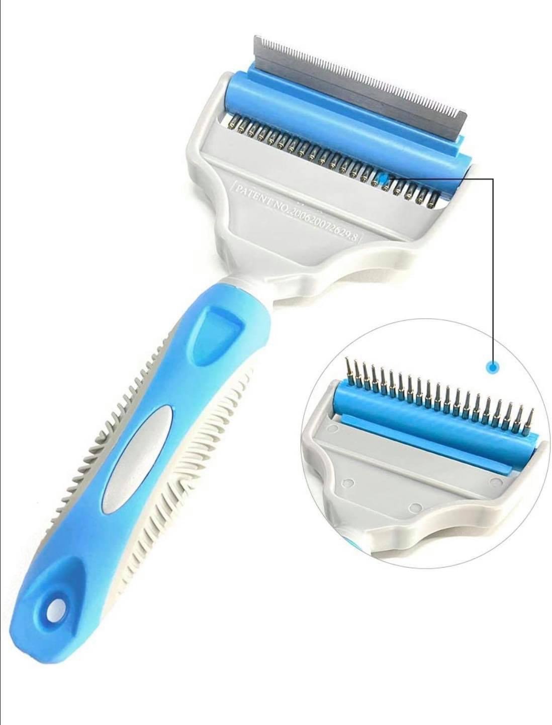 2 in 1 Deshedding Comb & Dog Brush, Dual Rake for Pets - Small, Medium & Large Dogs Cats and Horses - Short or Long Haired and Fur Types Pets, Large
